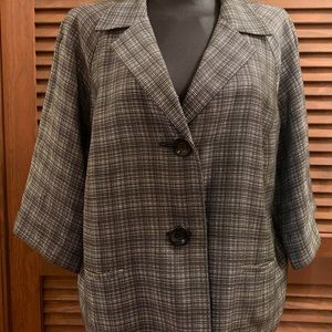 Talbots Black & White Plaid Blazer 16W Classy